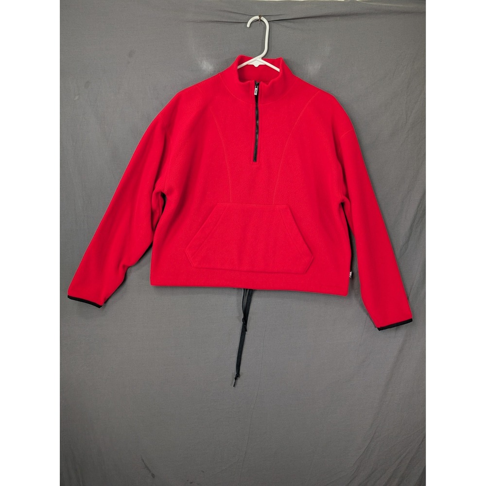 Victoria Secret PINK Red Quarter Zip Fleece Pullover Jacket Small 5834